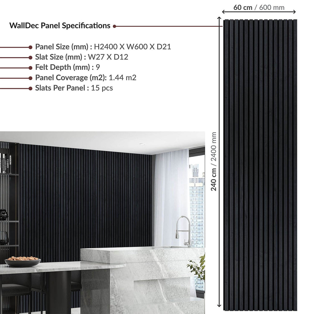 Charcoal Dark Wall Panel (240 x 60 cm)