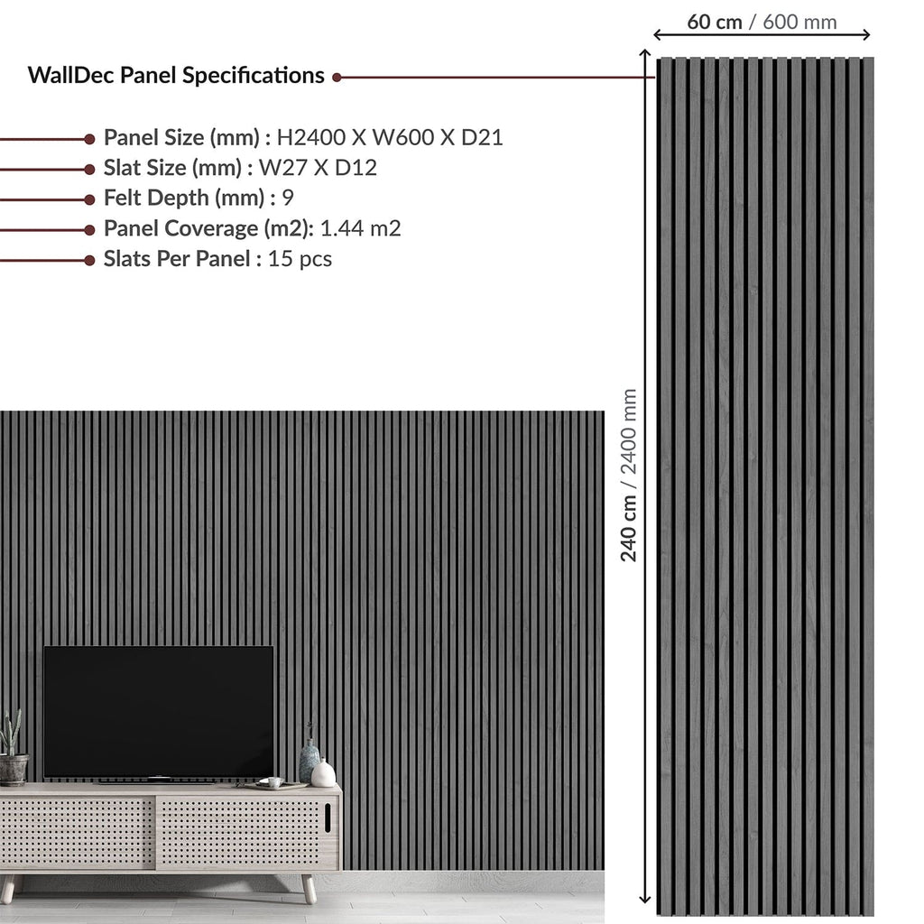 Smoke Grey Wall Panel (240 x 60 cm)
