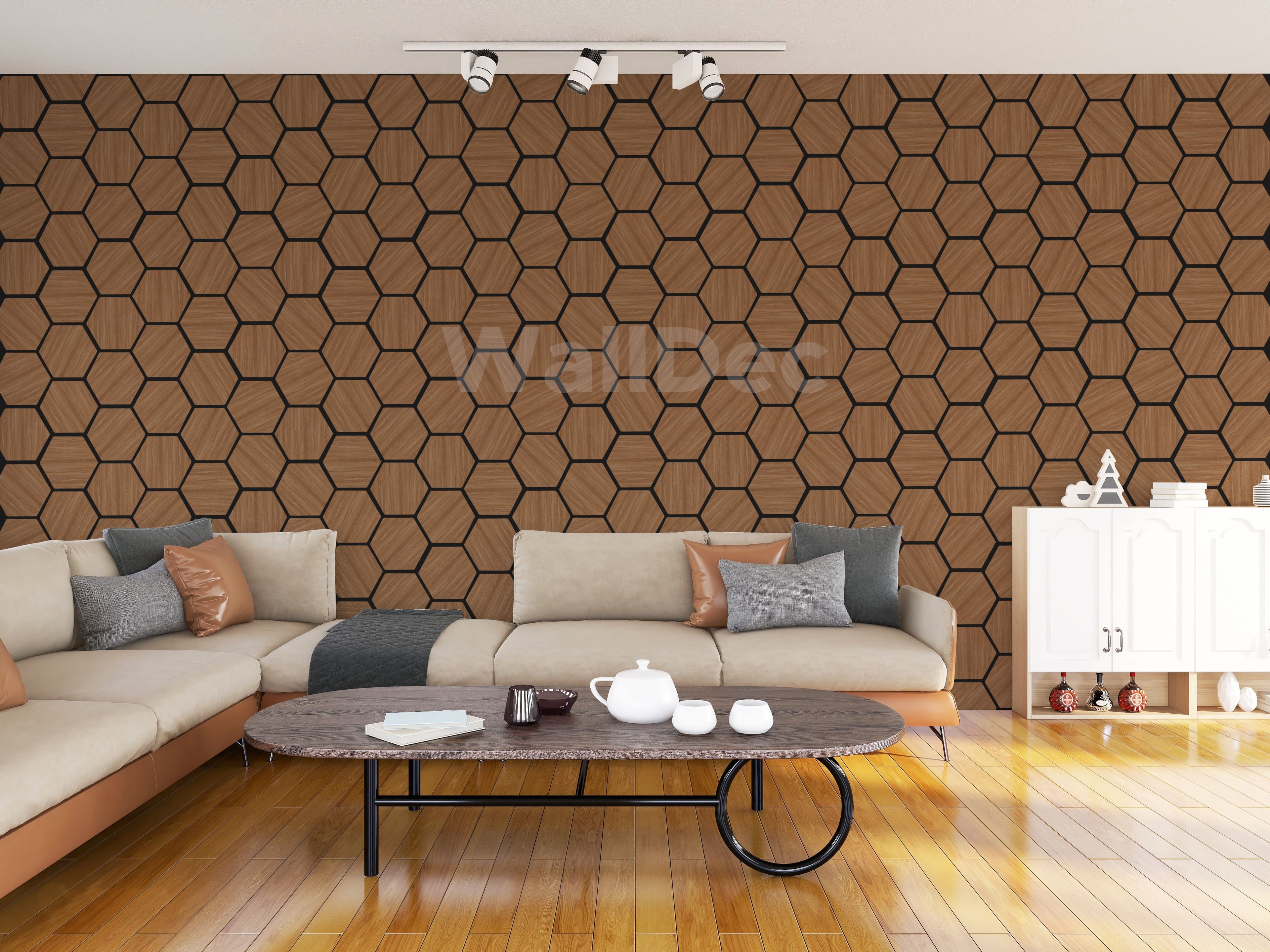 Hexagon Panel - Walnut Dream (57 x 69.5 cm)