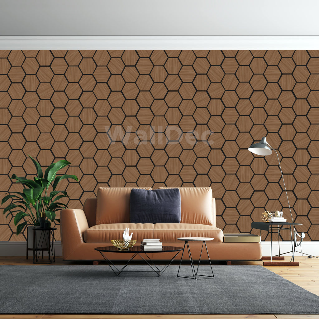 Hexagon Panel - Walnut Dream (57 x 69.5 cm)