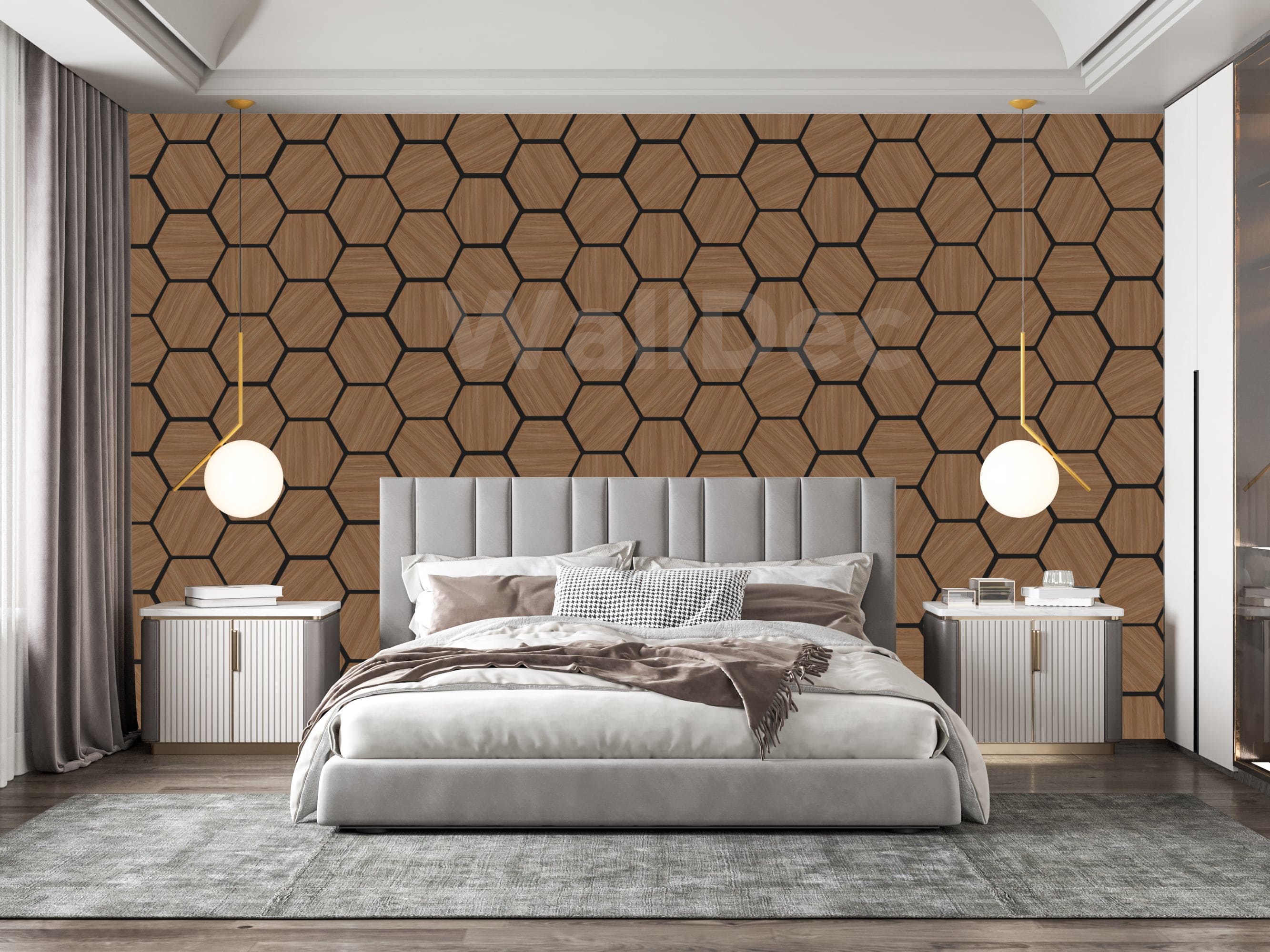 Hexagon Panel - Walnut Dream (57 x 69.5 cm)