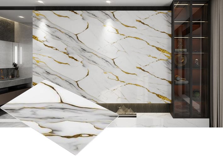 Golden Aura Marble Effect Wall Panel (244 x 122 cm)