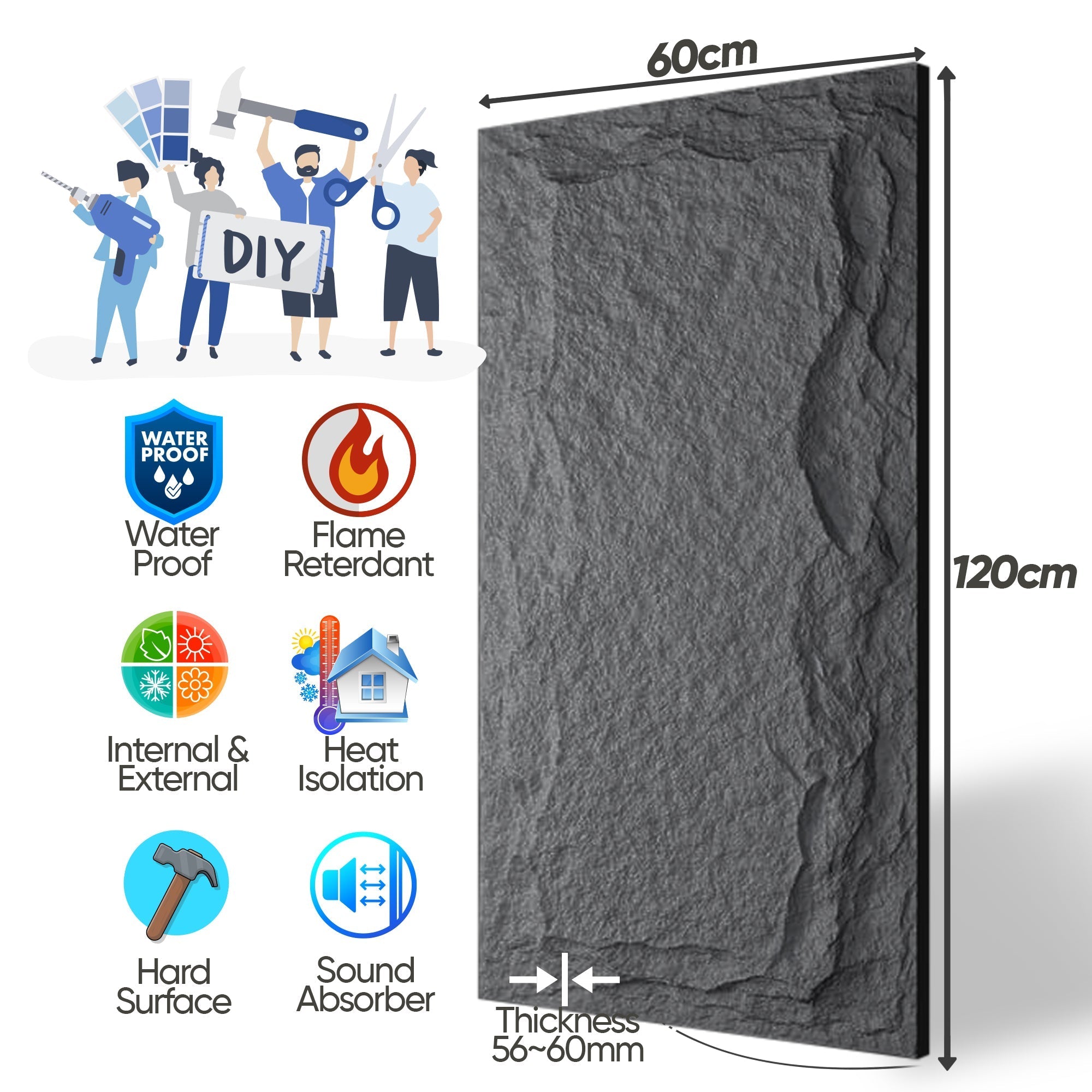 Bosphorus Stone Rock Effect Wall Panels 120x60cm