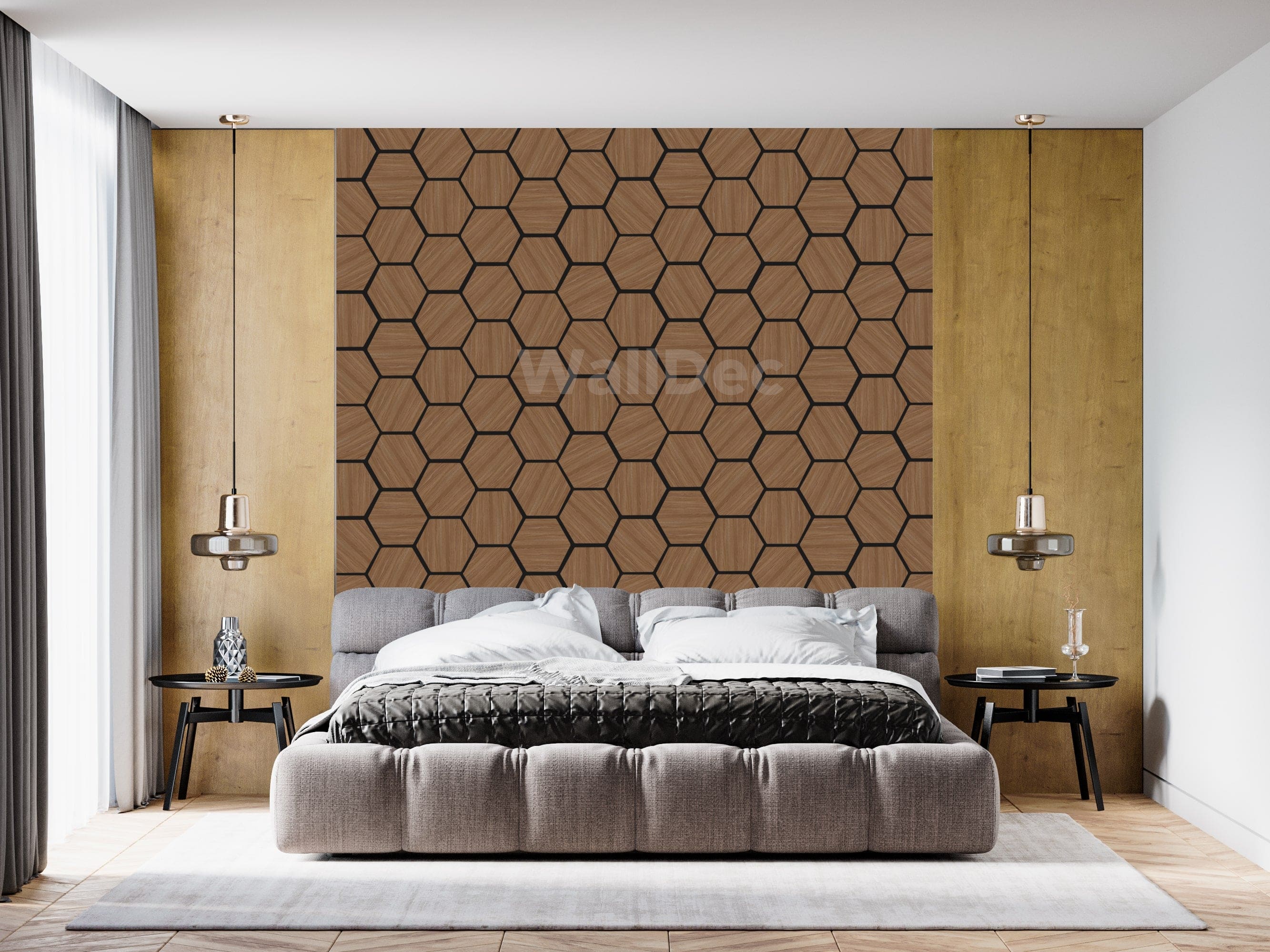 Hexagon Panel - Walnut Dream (57 x 69.5 cm)
