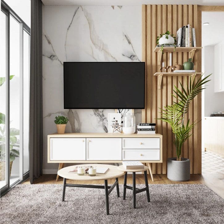 Mocha White PVC Marble Effect Wall Panel (244 x 122 cm)