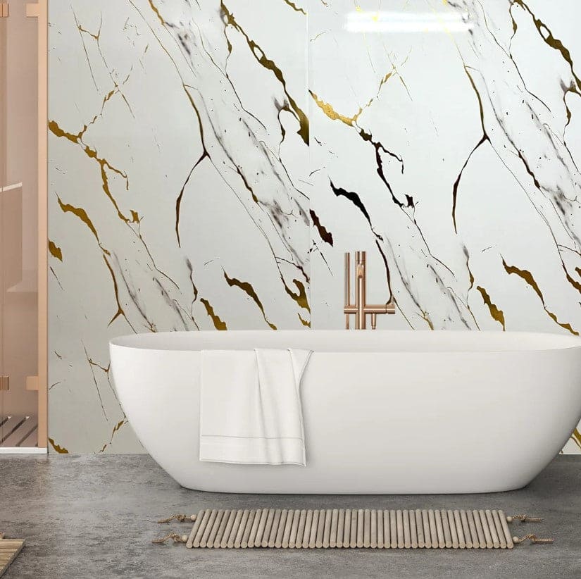 Golden Aura Marble Effect Wall Panel (244 x 122 cm)