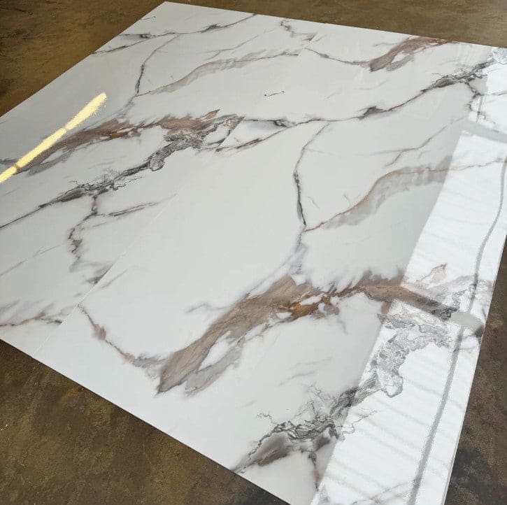 Mocha White PVC Marble Effect Wall Panel (244 x 122 cm)