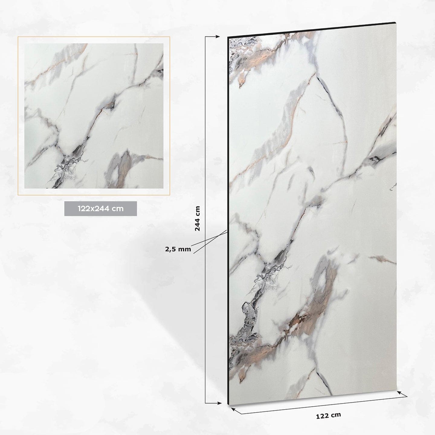 Mocha White PVC Marble Effect Wall Panel (244 x 122 cm)