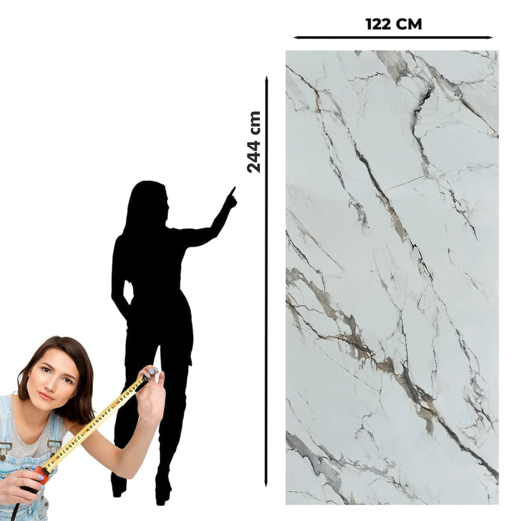 Gray Emperador Marble Effect Wall Panel (244 x 122 cm)
