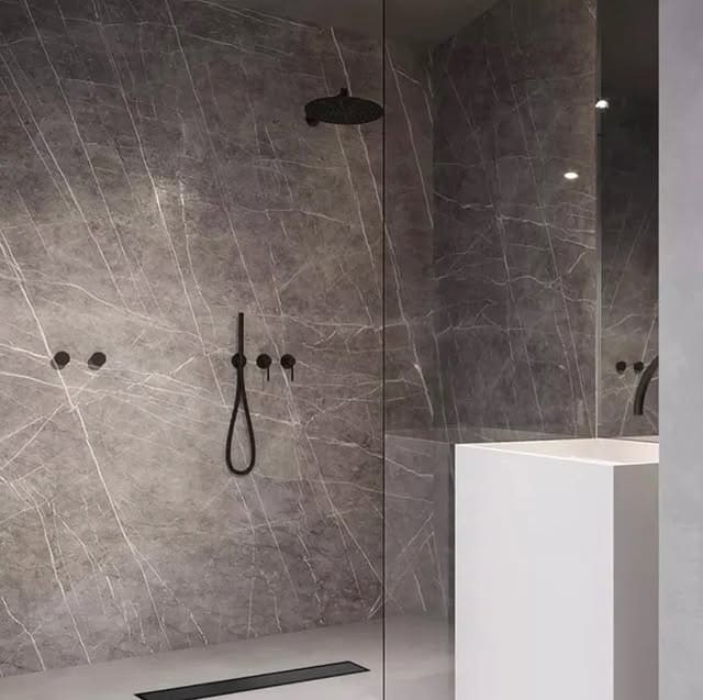 Gray Emperador Marble Effect Wall Panel (244 x 122 cm)
