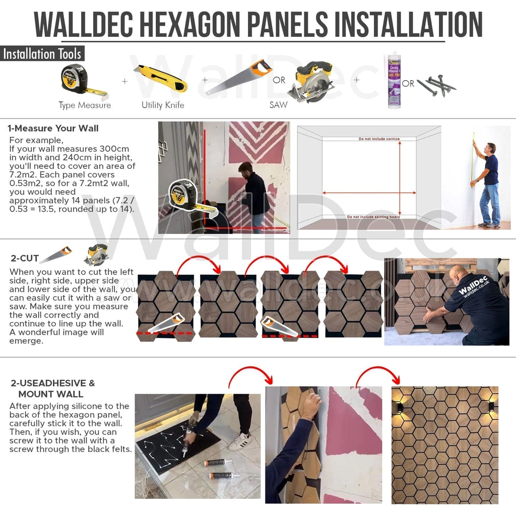 Hexagon Panel - Walnut Dream (57 x 69.5 cm)