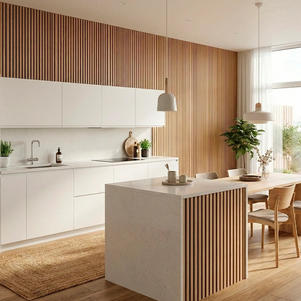 DeluraHome - Walnut Acoustic Wall Panel (2.7 m x 1.10 m)